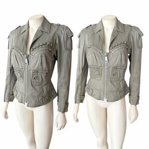 Byron Lars Beauy Mark Sage Green Corset Military Style Jacket Size 2